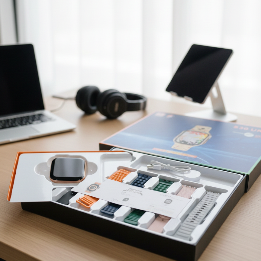 S10 ProMax Smart Watch Series 9 | 7‑in‑1 Straps Set | Bluetooth Calling, Music, Fitness & Wireless Charging